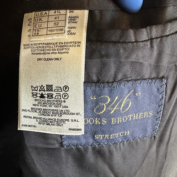 346 Brooks Brothers Mens‎ Two Button Blazer Jacket Navy Wool Size 41L Career - Picture 5 of 8